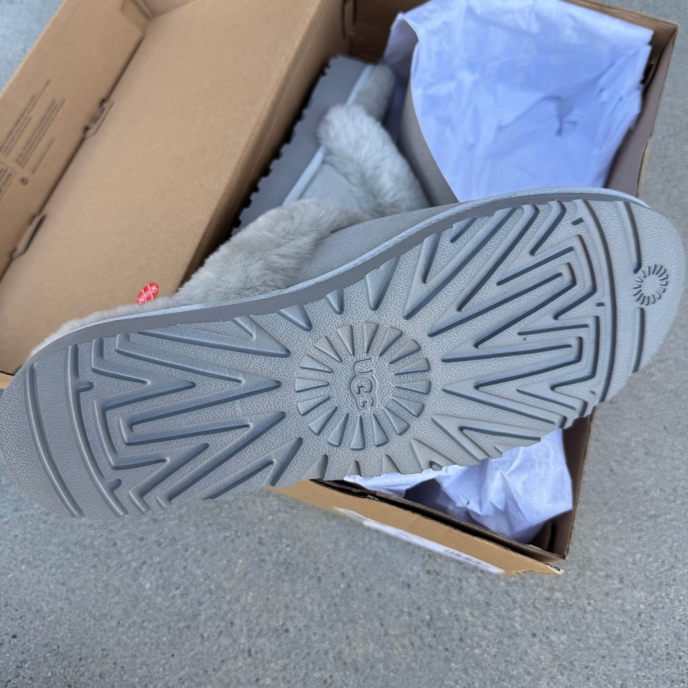 UGG Cozy Slipper Light Grey Suede Sheepskin Fur Slides 1126730 Womens 10 - Picture 5 of 6